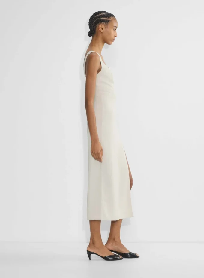 90er-Jahre-Midi-Kleid aus Satin mit Schlitz