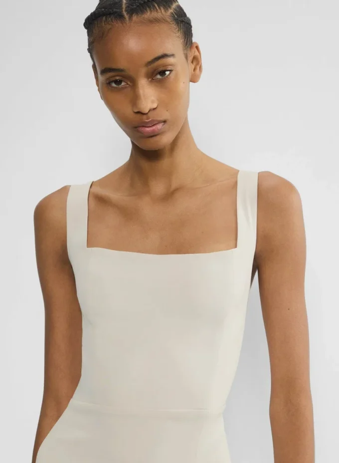 90er-Jahre-Midi-Kleid aus Satin mit Schlitz