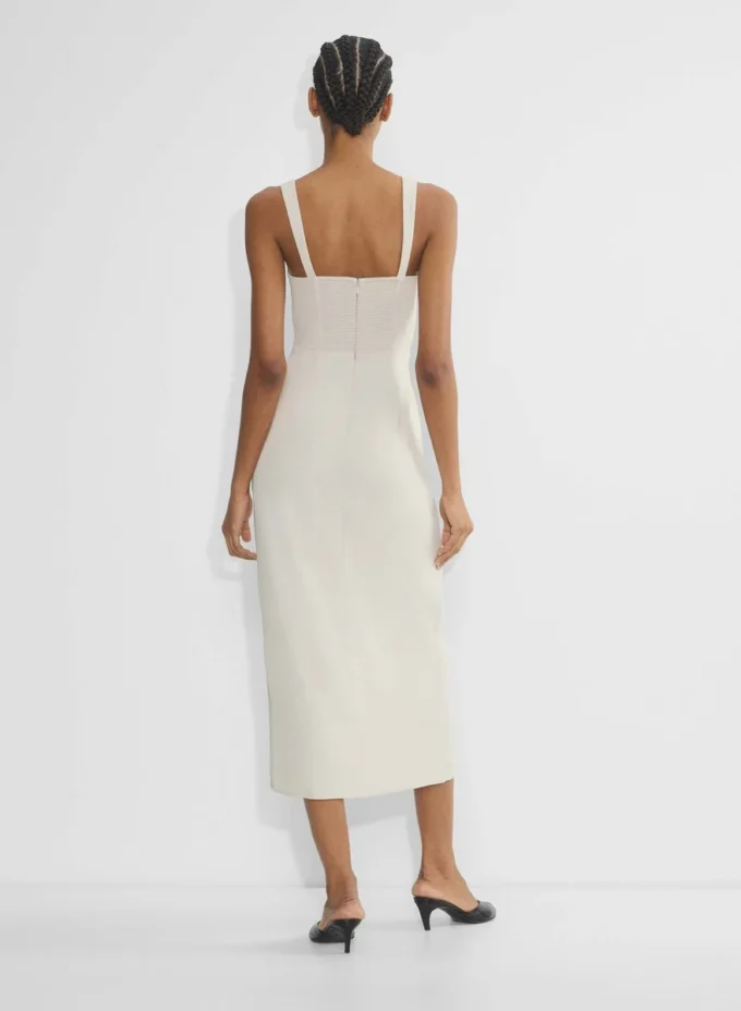 90er-Jahre-Midi-Kleid aus Satin mit Schlitz