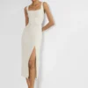 90er-Jahre-Midi-Kleid aus Satin mit Schlitz
