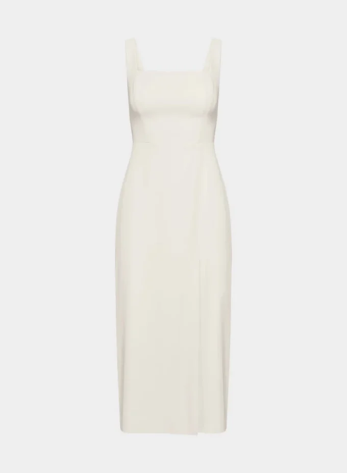 90er-Jahre-Midi-Kleid aus Satin mit Schlitz