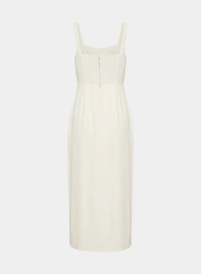 90er-Jahre-Midi-Kleid aus Satin mit Schlitz