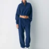 Bequemer Sweatfleece-Boyfriend-Crop mit 1/2-Reißverschluss