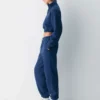 Bequemer Sweatfleece-Boyfriend-Crop mit 1/2-Reißverschluss