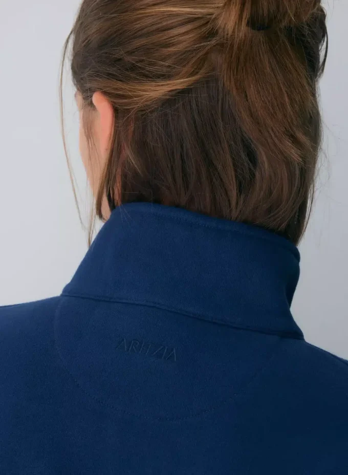 Bequemer Sweatfleece-Boyfriend-Crop mit 1/2-Reißverschluss