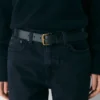 Breiter Gürtel aus massivem Messing und Leder