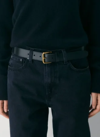 Breiter Gürtel aus massivem Messing und Leder