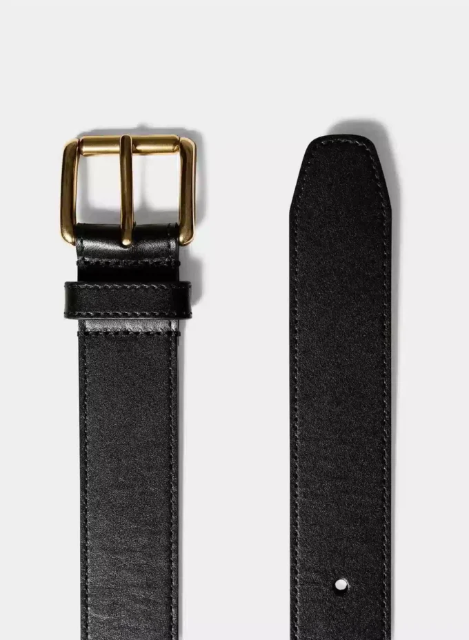 Breiter Gürtel aus massivem Messing und Leder