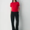 Brushed Cashmere Shortsleeve Crew Sweater