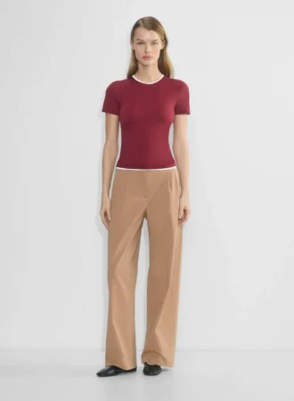 Chino-Hose mit hohem Bund und breiten Falten