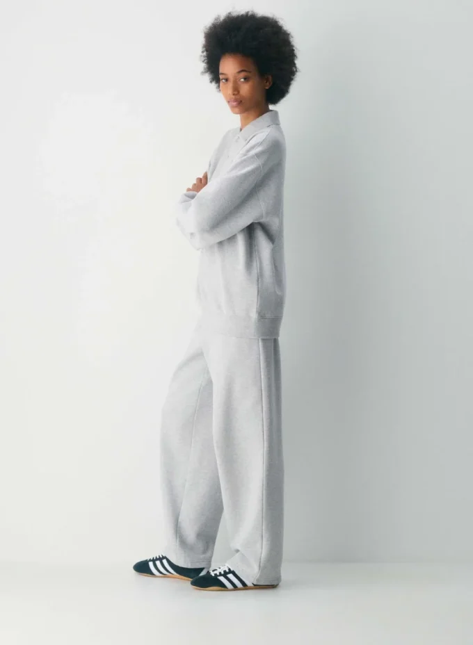Cozy Sweatfleece Boyfriend-Polo-Sweatshirt