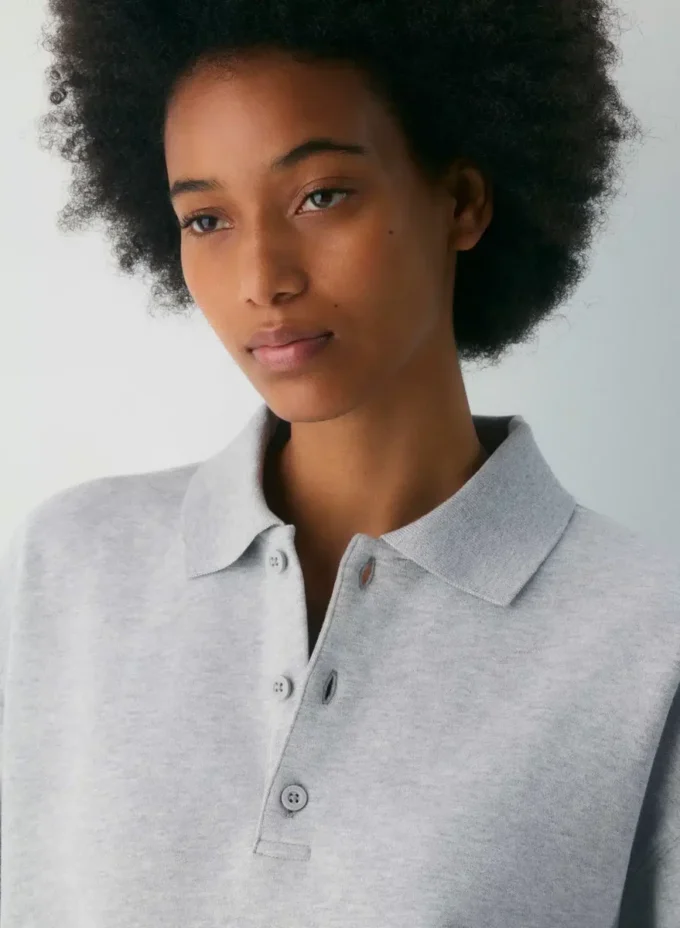 Cozy Sweatfleece Boyfriend-Polo-Sweatshirt