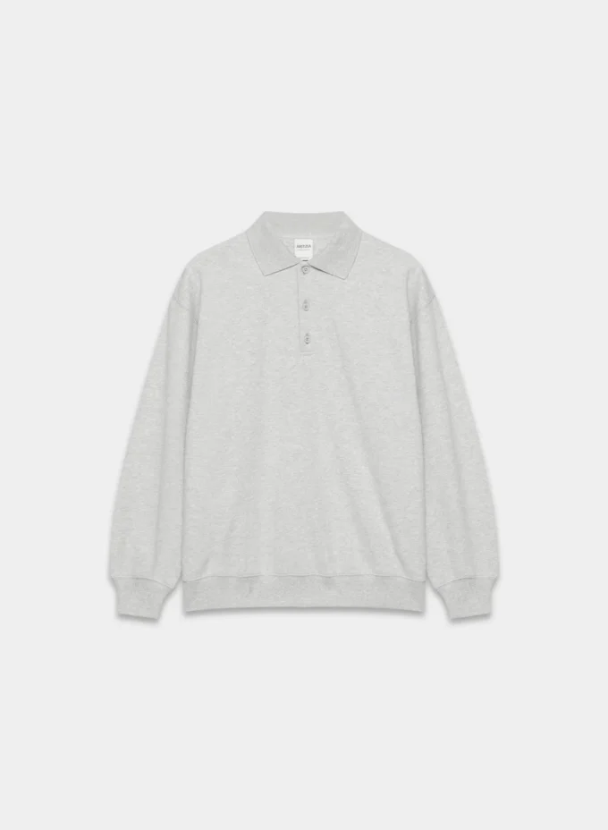 Cozy Sweatfleece Boyfriend-Polo-Sweatshirt