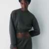 Cozy Sweatfleece Perfect Crew Crop Sweatshirt