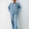Denim Forum Die 90er Vintage Sherpa-Jeansjacke Denim Forum Die 90er Vintage Sherpa-Jeansjacke