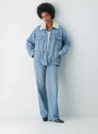 Denim Forum Die 90er Vintage Sherpa-Jeansjacke