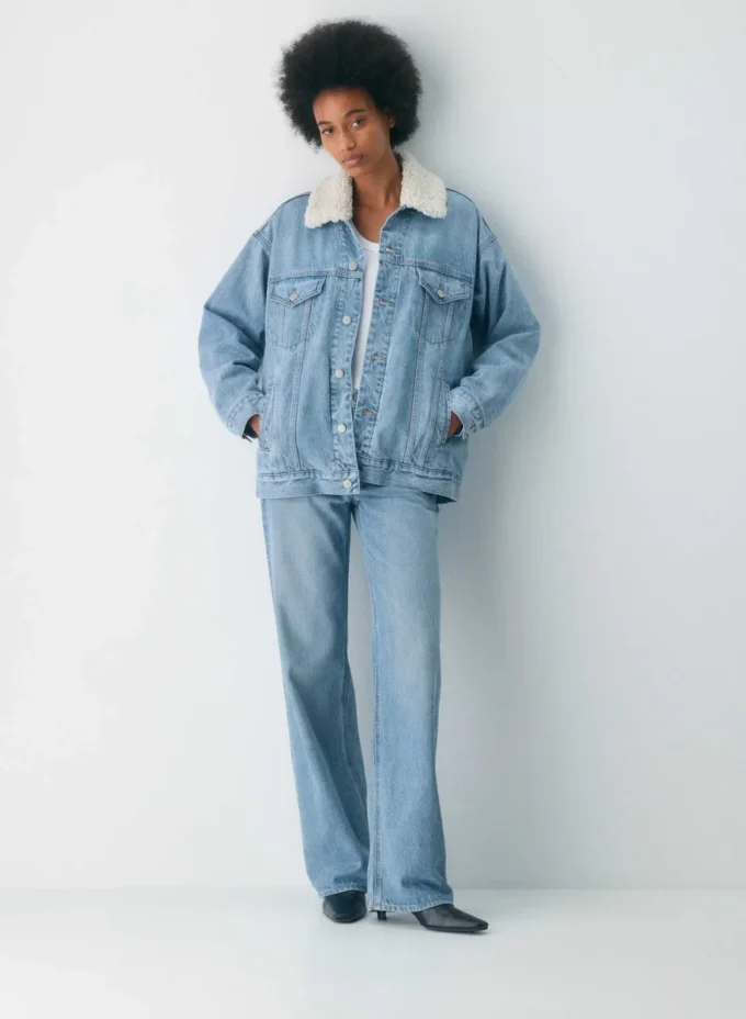 Denim Forum Die 90er Vintage Sherpa-Jeansjacke Denim Forum Die 90er Vintage Sherpa-Jeansjacke