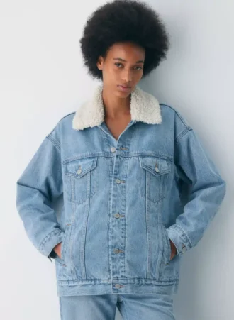 Denim Forum Die 90er Vintage Sherpa-Jeansjacke