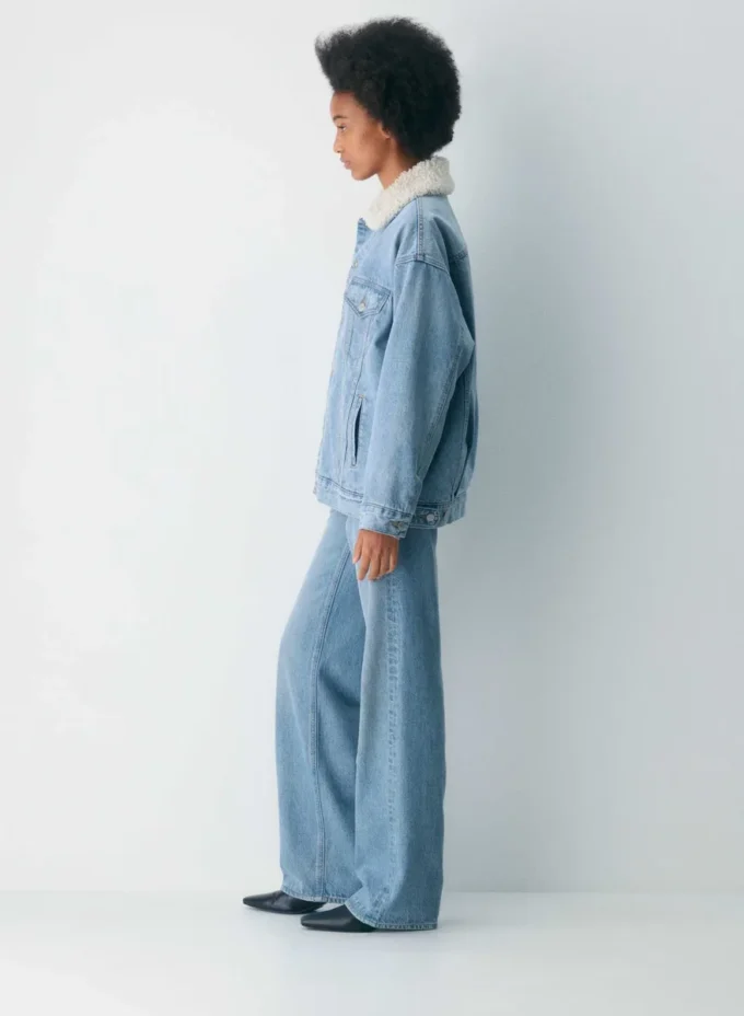Denim Forum Die 90er Vintage Sherpa-Jeansjacke Denim Forum Die 90er Vintage Sherpa-Jeansjacke