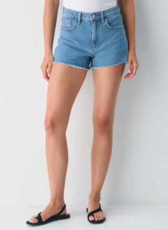 Denim Forum Jodie Curve-Fit Hi-Rise Mini-Jeansshorts