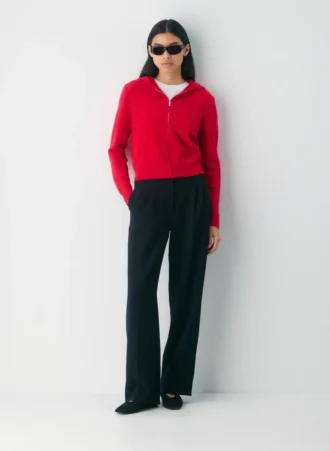 Essential Cashmere Kapuzenjacke mit Reißverschluss
