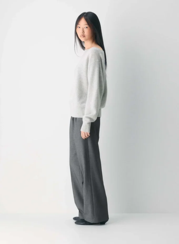 Essential Cashmere Pullover mit lockerem U-Boot-Ausschnitt