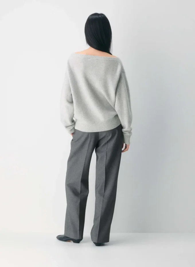 Essential Cashmere Pullover mit lockerem U-Boot-Ausschnitt