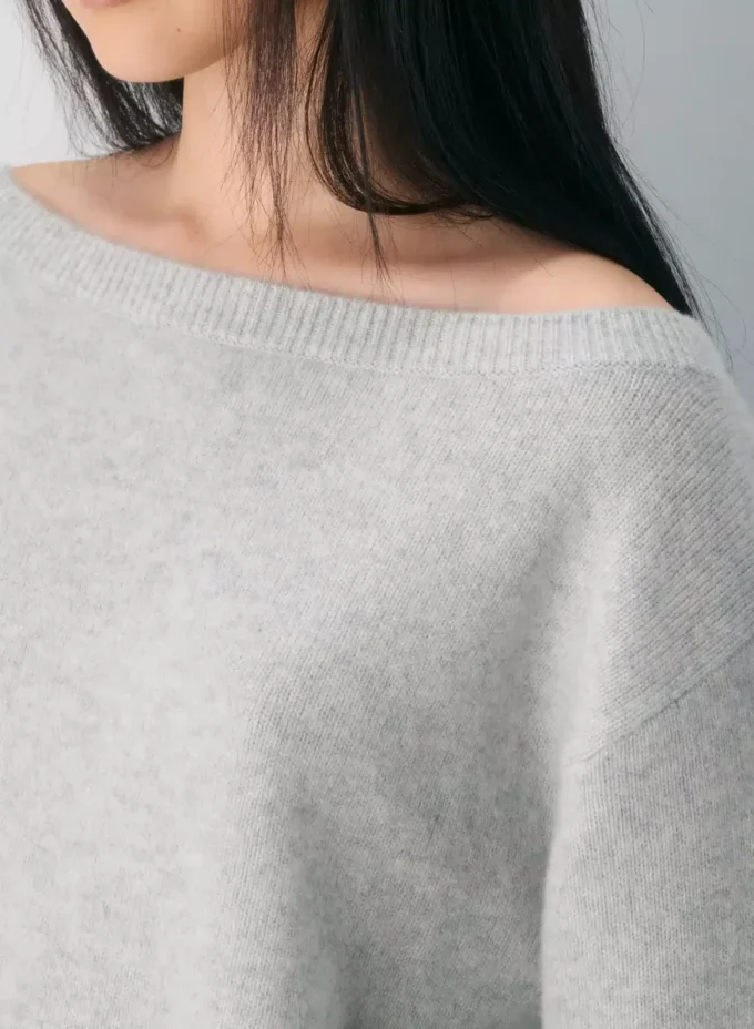 Essential Cashmere Pullover mit lockerem U-Boot-Ausschnitt