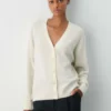 Feather Cashmere Locker geschnittene Strickjacke mit V-Ausschnitt Feather Cashmere Locker geschnittene Strickjacke mit V-Ausschnitt