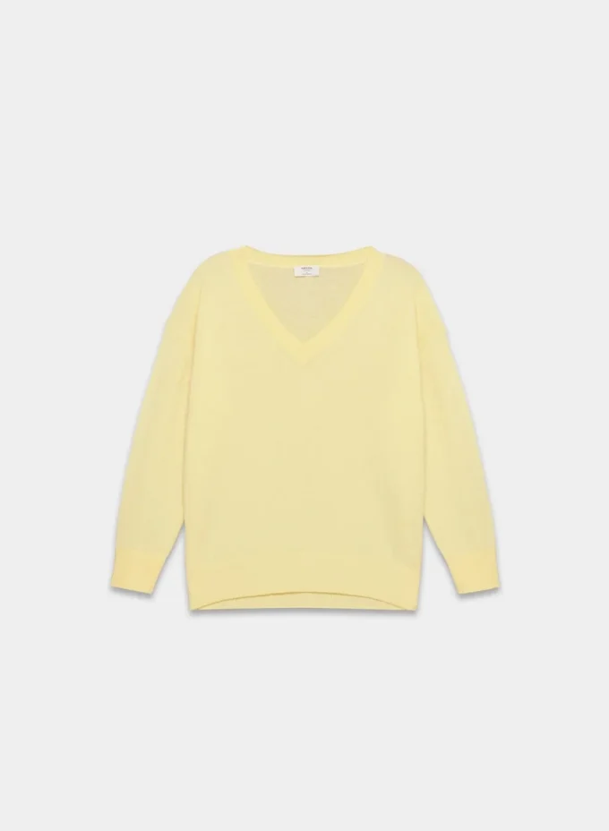 Feather Cashmere Lockerer Pullover mit V-Ausschnitt