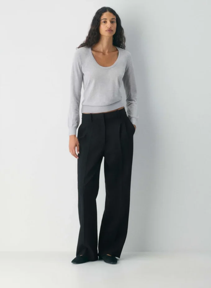 Feine Merinowolle Pullover mit Rundhalsausschnitt