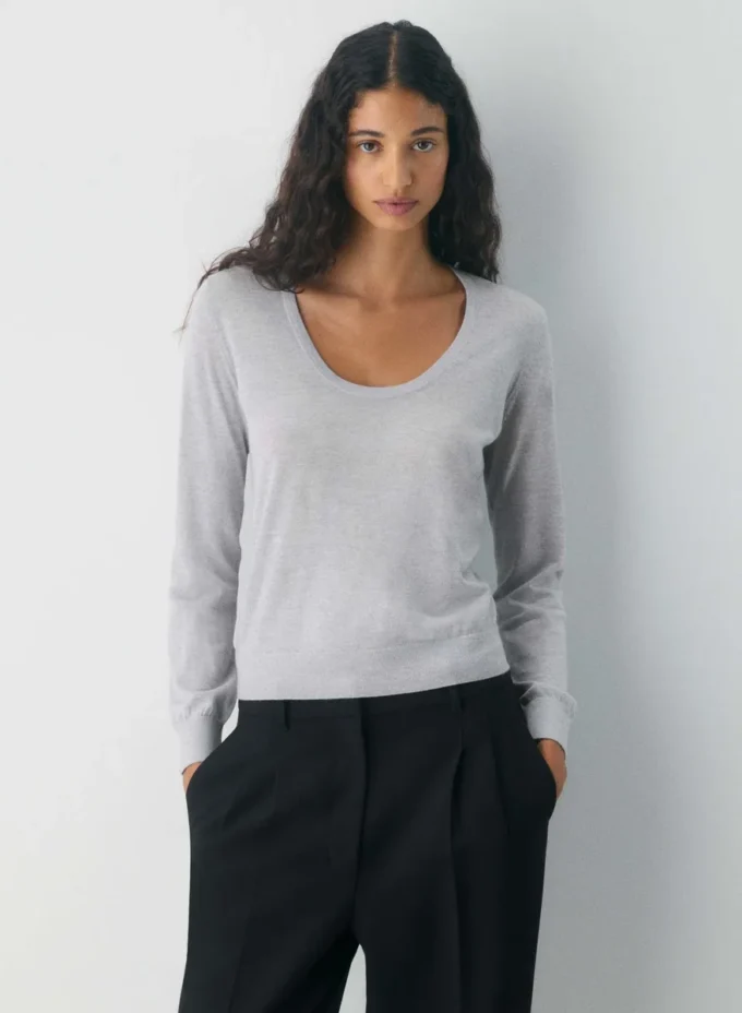 Feine Merinowolle Pullover mit Rundhalsausschnitt
