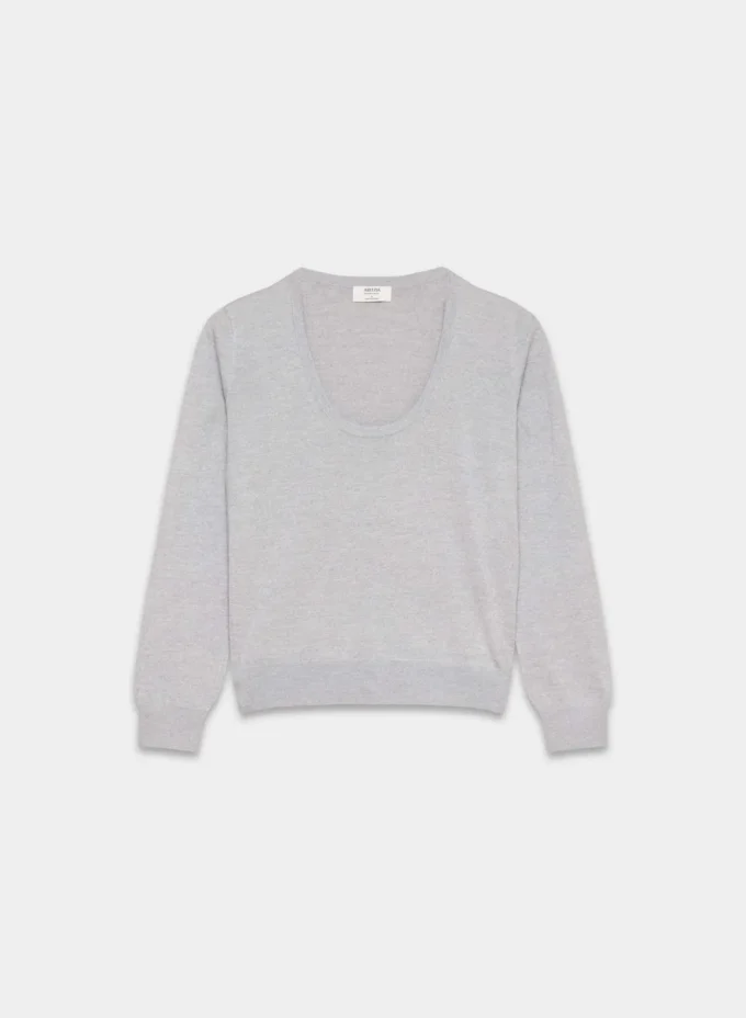 Feine Merinowolle Pullover mit Rundhalsausschnitt