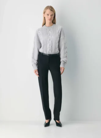 Heritage Knit Merino Wool Crew Hi-Hip Sweater