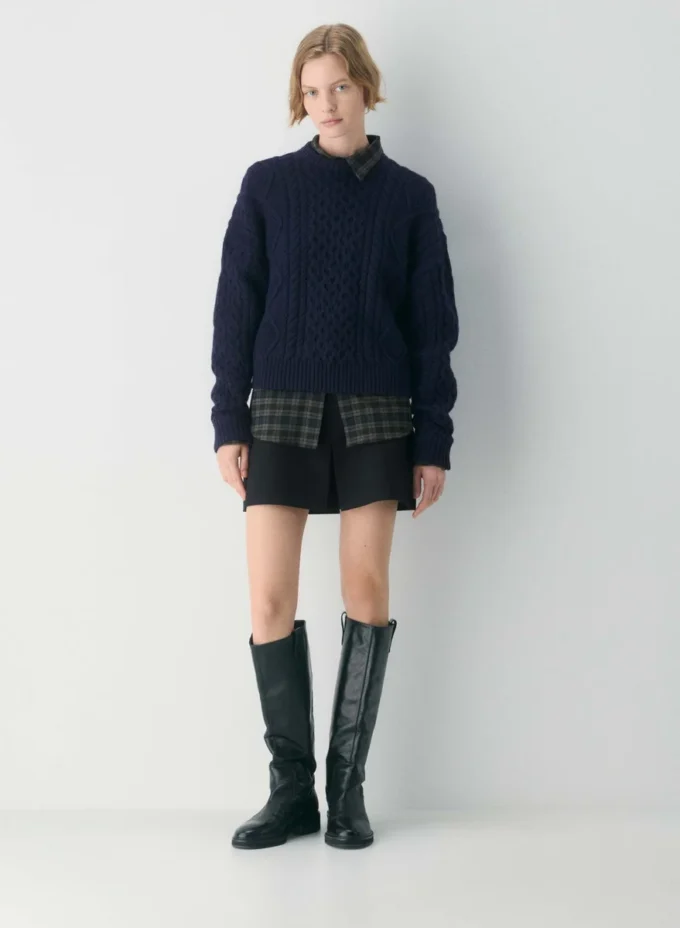Heritage Knit Merino Wool Crew Hi-Hip Sweater Heritage Knit Merino Wool Crew Hi-Hip Sweater