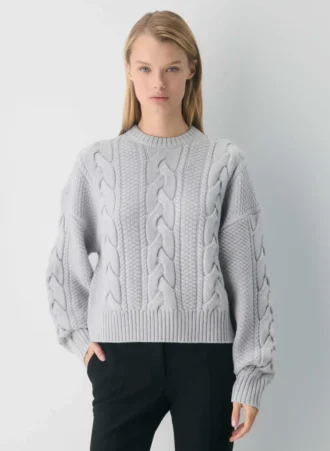 Heritage Knit Merino Wool Crew Hi-Hip Sweater