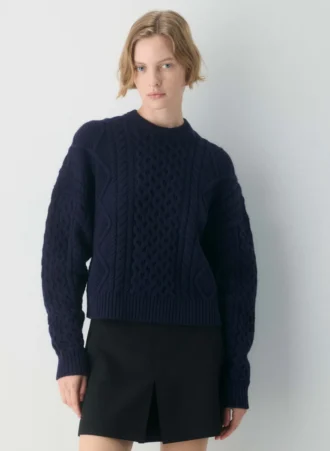 Heritage Knit Merino Wool Crew Hi-Hip Sweater