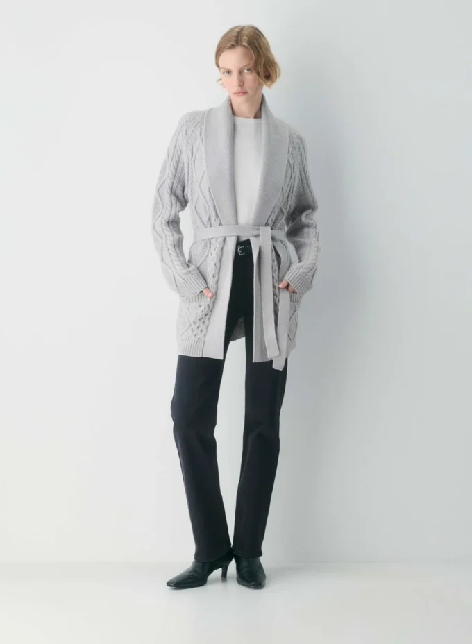 Heritage Knit Merinowolle Cardigan mit offener Vorderseite Heritage Knit Merinowolle Cardigan mit offener Vorderseite