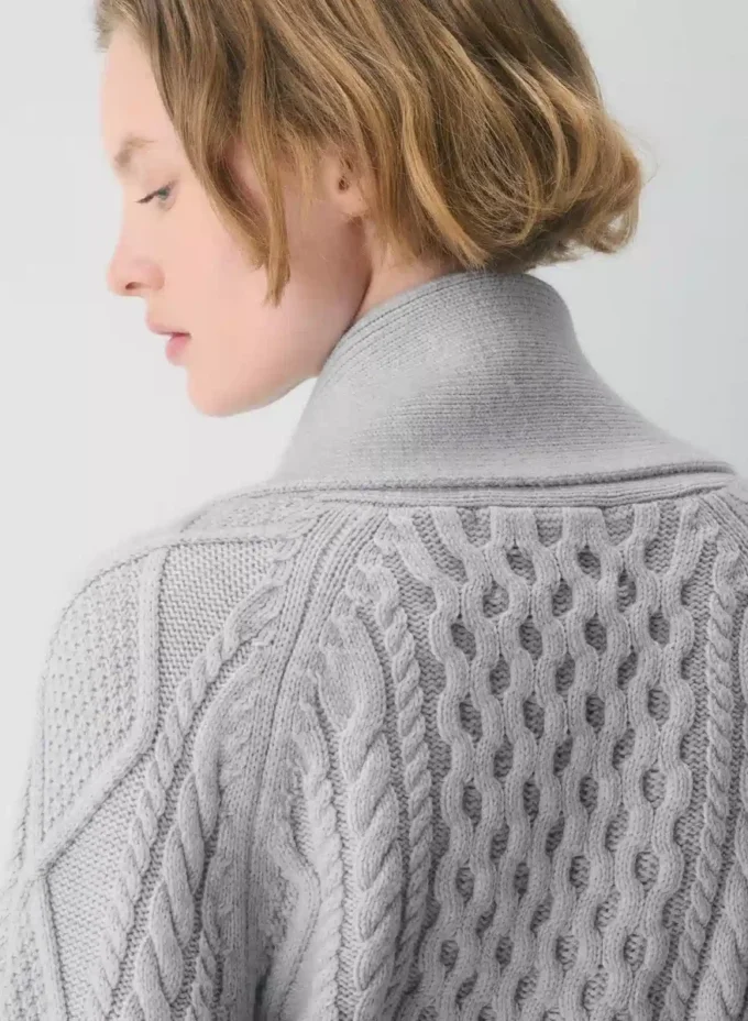 Heritage Knit Merinowolle Cardigan mit offener Vorderseite Heritage Knit Merinowolle Cardigan mit offener Vorderseite