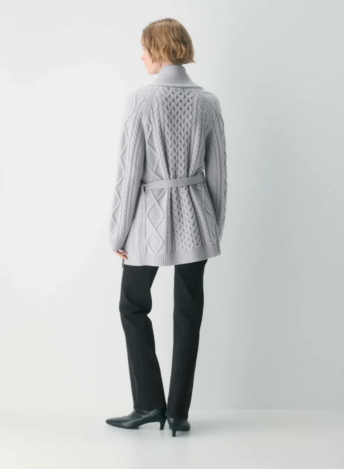 Heritage Knit Merinowolle Cardigan mit offener Vorderseite Heritage Knit Merinowolle Cardigan mit offener Vorderseite
