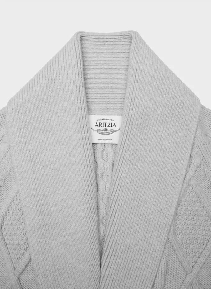 Heritage Knit Merinowolle Cardigan mit offener Vorderseite Heritage Knit Merinowolle Cardigan mit offener Vorderseite