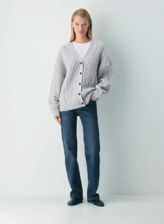 Heritage Knit Merinowolle-Cardigan mit V-Ausschnitt Heritage Knit Merinowolle-Cardigan mit V-Ausschnitt