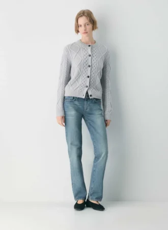 Heritage Knit Merinowolle Crew Cardigan