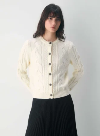 Heritage Knit Merinowolle Crew Cardigan