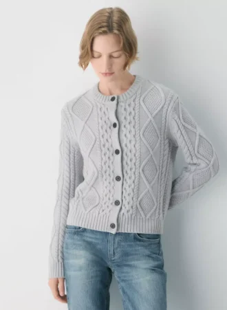 Heritage Knit Merinowolle Crew Cardigan
