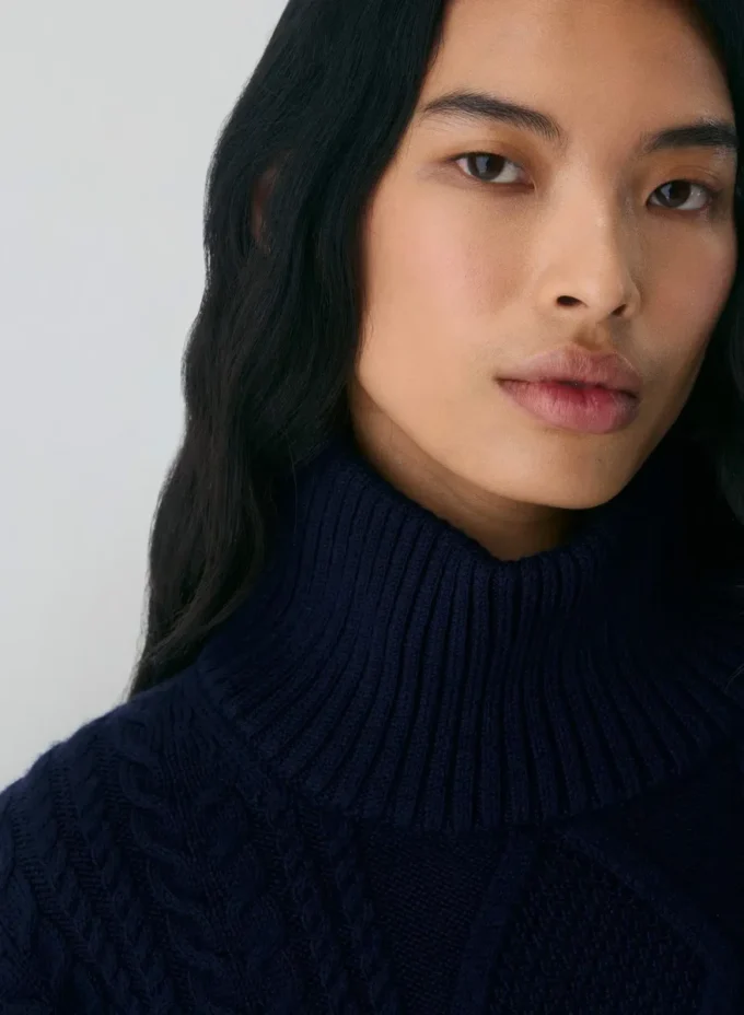 Heritage Knit Merinowolle Hi-Hip Rollkragenpullover