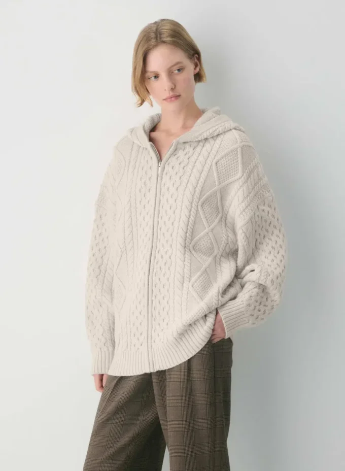 Heritage Knit Merinowolle-Kapuzenpullover mit Reißverschluss Heritage Knit Merinowolle-Kapuzenpullover mit Reißverschluss