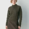 Heritage Knit Merinowolle Rollkragenpullover mit langen Ärmeln