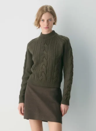 Heritage Knit Merinowolle Rollkragenpullover mit langen Ärmeln