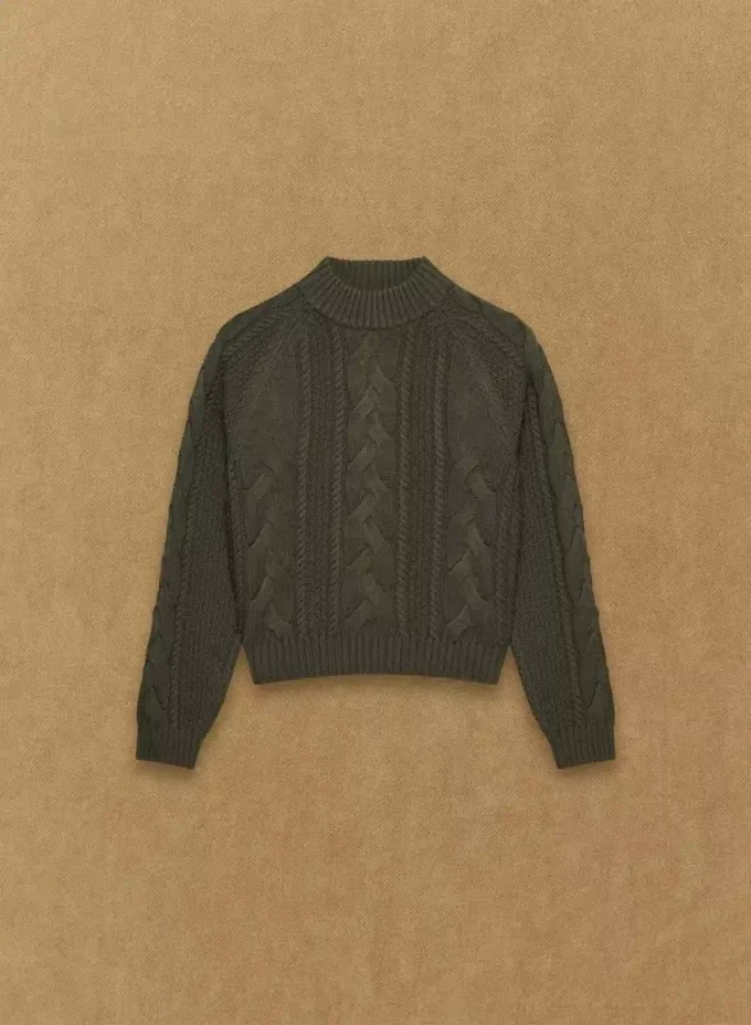 Heritage Knit Merinowolle Rollkragenpullover mit langen Ärmeln
